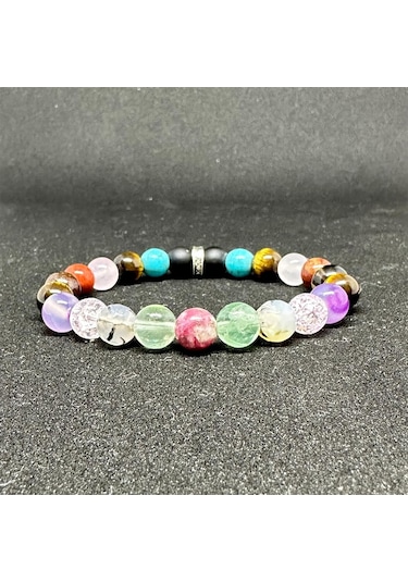 Oğlak Burcu Bilekliği 8mm Doğaltaş Bileklik - 18 Cm Çok Renkli