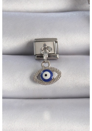 316l Çelik Gümüş Renk Sallantılı Göz Figür Nazar Boncuk Detay Nomination Charm