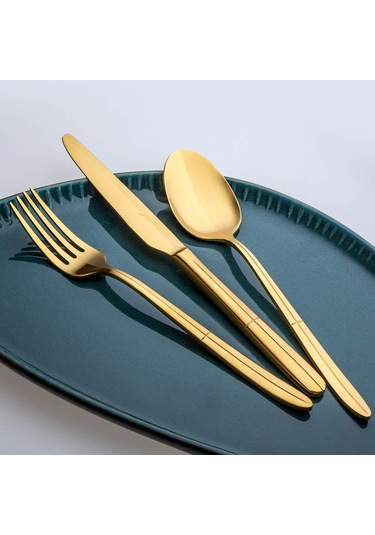 Jumbo Twist 9401 Titanyum Gold 84 Parça 12 Kişilik Çatal Kaşık Bıçak Seti Titanyum Gold