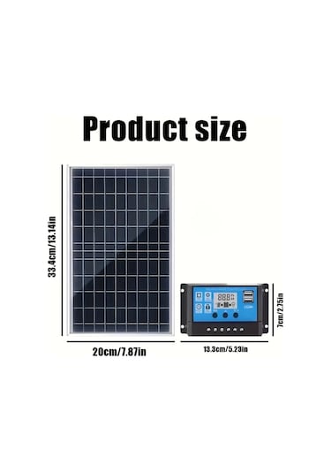 Elmpaly Güneş Panel Kiti 12v/24v Çoklu Çıkışlı Taşınabilir Şarj Kontrollü Dc Model