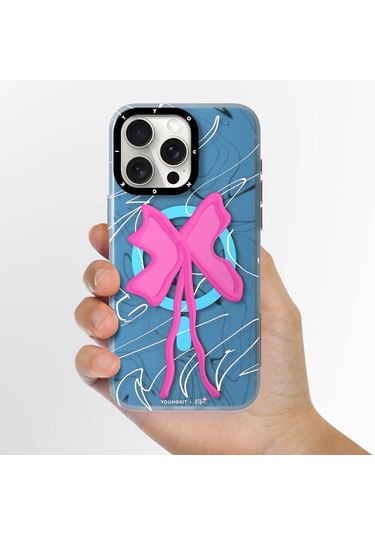 İphone 15 Pro Max Uyumlu Kılıf Magsafe Şarj Özellikli Youngkit Anti-trend Serisi Kapak Mavi