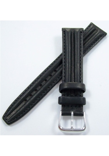 Upper Deri Saat Kayışı 18Mm Siyah Saat Kordonu Çift Fitilli Spor