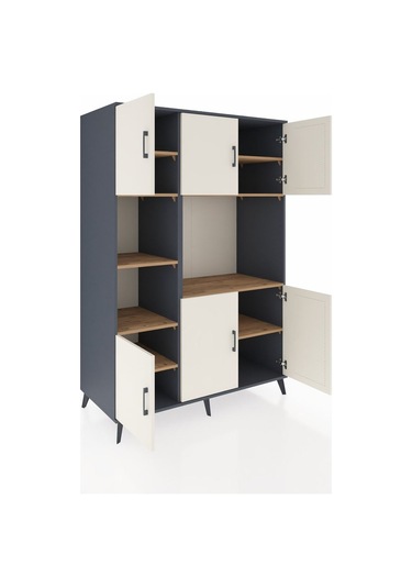 Kronos Dolap 9 Raflı 6 Kapaklı 132x59x195 Antrasit-aytaşı/çam Antrasit