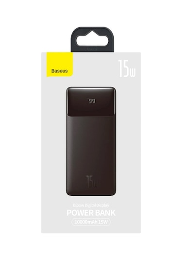 Baseus Bipow 15W Hızlı Şarj 10000 Mah Led Göstergeli Powerbank (155859098)-Siyah