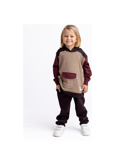 Oliventhekid Kahverengi Üç Renkli Modal Unisex Çocuk Takım Kahverengi
