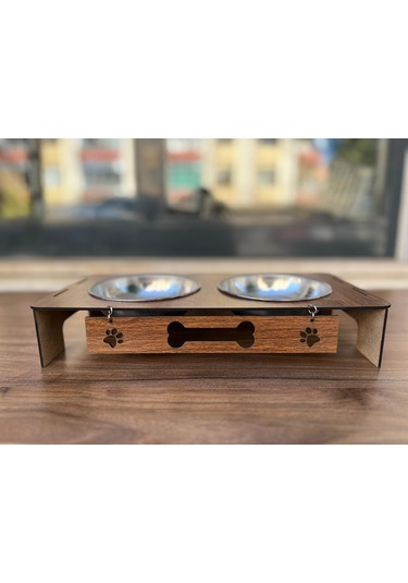 Modern Tasarımlı Ahşap Evcil Hayvan Mama Kabı