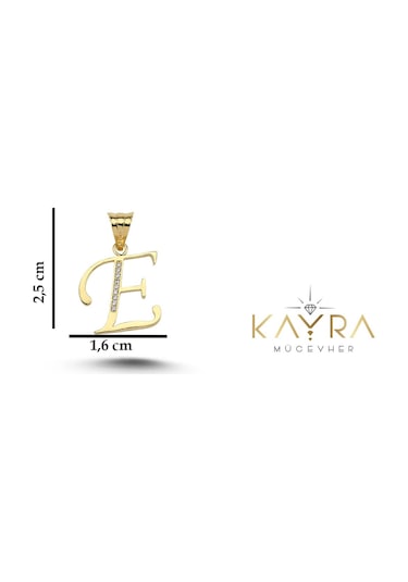 E Harfi Altın Kolye Ucu Bm12