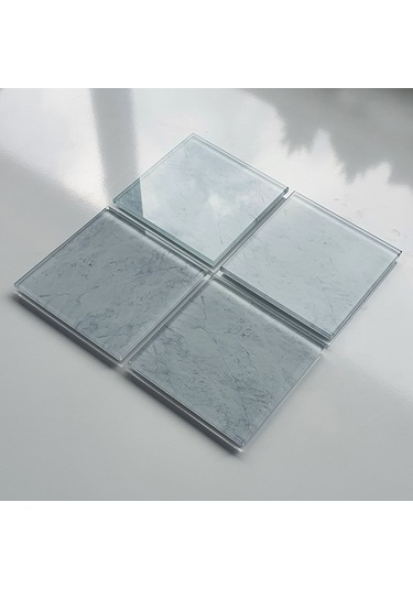 Decorita Cam Bardak Altlığı Taş Görünümlü 4'lü Takım 10 x 10 CM Çok Renkli