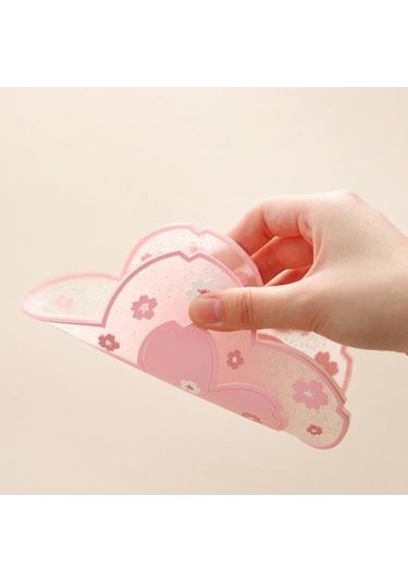 Pembe Pvc Çiçek Yalıtım Fincan Şekli Kaymaz Isı Kahve Paspasları Çay Altlığı S Pembe