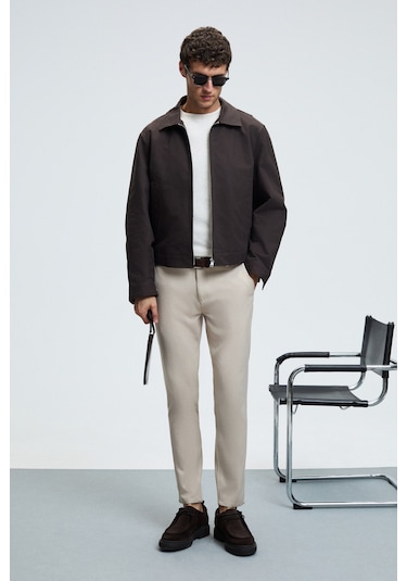 Grımelange Crudo Erkek Yanları Ve Arkası Cepli Fermuarlı Regular Fit Dokuma Bej Pantolon Bej