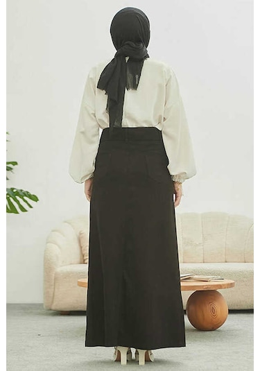Neways 2254- Klasik Gabardin Etek Siyah Siyah