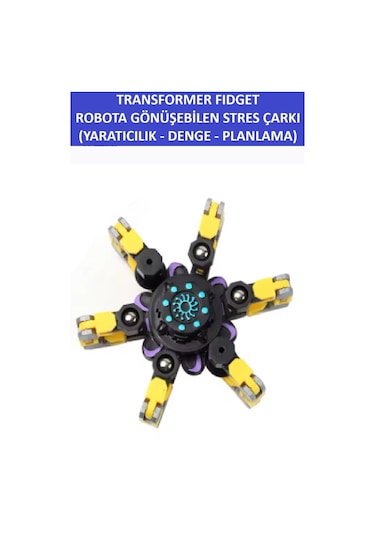 Transformers Dönüştürülebilir Robotik Stres Çarkı - Robotıc Fıdget Spınner -renk:sarı