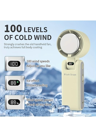 Xuweiwei 2025 Yeni Kahverengi Şarj Edilebilir El Tipi Dijital Ekranlı Turbin Fan Güçlü Taşınabilir Type C 12 Saat Pil Ömrü