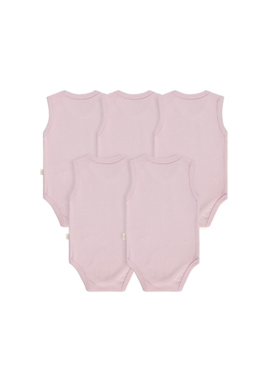 Civil Baby Organik 5 Li Sıfır Kol Çıtçıtlı Badi - Pembe