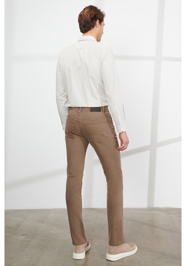 Erkek Vızon 360 Derece Her Yöne Esneyen Rahat Slim Fit Pantolon Vizon