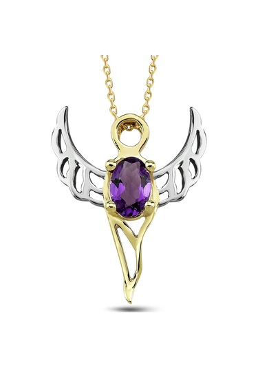 Ariş Bilgelik Meleği Ametist Altın Kolye Zadkiel