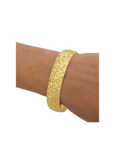 Ferizz 22 Ayar Altın Kaplama Baklava Deseneli 15 Mm Bilezik Altın