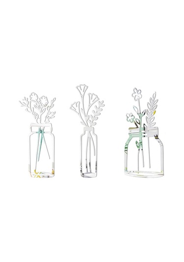 Duvar Çıkartmaları 3d Çiçek Vazosu Gümüş S Gümüş S Diğer