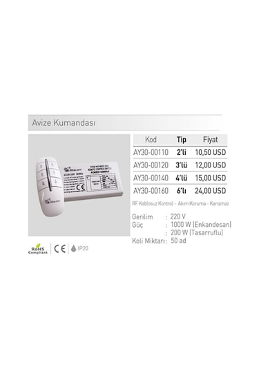 Ack Marka Üçlü Avize Kumandası 413962515