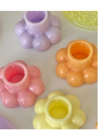 Pembe Bubble Şamdan Mumluk Epoksi Ev Dekorasyonu