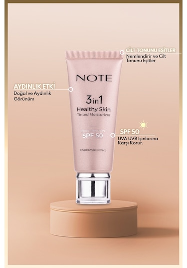 Note Cosmetics 3 İn 1 Healthy Skin Tinted Moisturizer Spf 50 Renk Ton Eşitleyici Aydınlatıcı Krem 00 Light Açık Ton