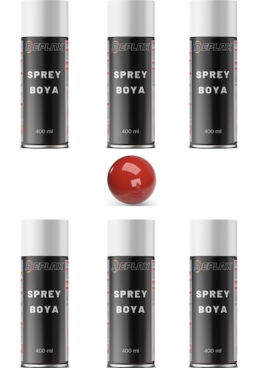 6 Adet Ral 3000 Ateş Kırmızı Sprey Boya 400 Ml.