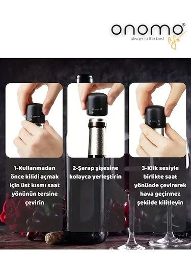 Life Vakumlu Sızdırmaz Şarap Şişesi Tıpası Siyah