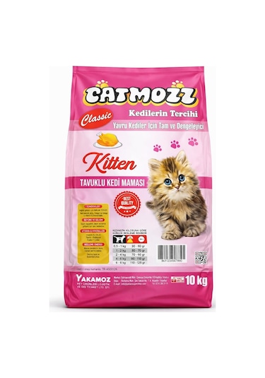 Catmozz Classic Tavuklu Kıtten Yavru Kedi Maması 10 KG