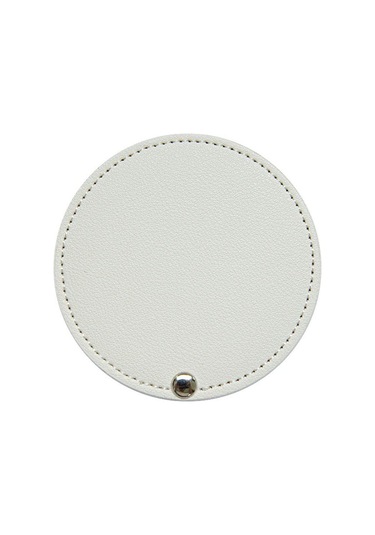 Ultra İnce Makyaj Aynası Pu Deri Cep Aynası Taşınabilir Kozmetik Aynası Beyaz