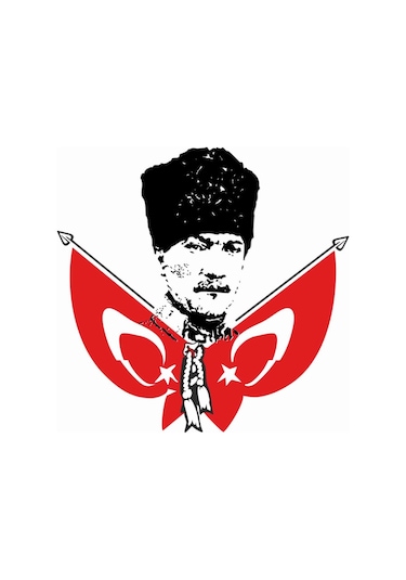 Atatürk Ve Türk Bayrağı Sticker 20 Cm Yapıştırma