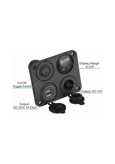 Boatshop1 Mavi 1 Adet 4lü 12v Cift Usb Sarj Cihazi Led Voltmetre Vida Ve Dubel İle Kolay Montaj Karavan Araba Tekne Icin