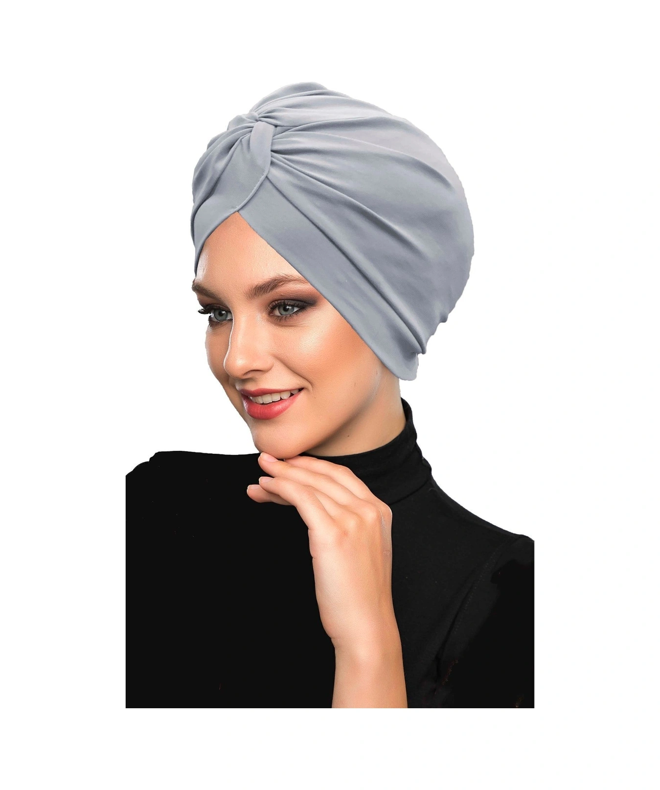 Çapraz Kancalı Açık Gri Hazır Türban Tesettür Dış Ve Havuz Bonesi Açık Gri