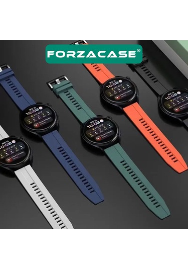 Forzacase Huawei Watch Gt5 Pro 46 İle Uyumlu Tokalı Çizgi Desen Silikon Kordon Kayış - Fc369 Yeşil
