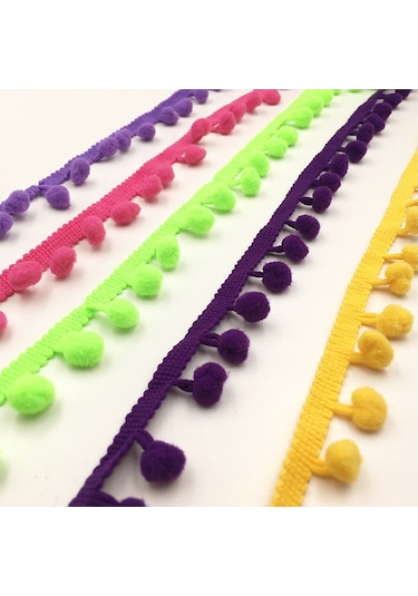 20 Yards Ponpon Dantel Kurdele Kürk Topu Trim Craft Dıy Perde Ev Dekoratif Giysi Dikiş Aksesuarları Yeşil