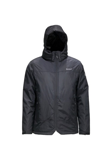 Erkek Kapitone Kapüşonlu Iç Cepli Siyah Mont 001