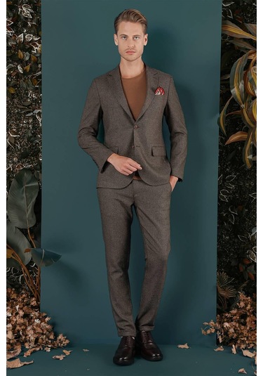 C 658 Slim Fit Kahve Spor Ceket Kahverengi