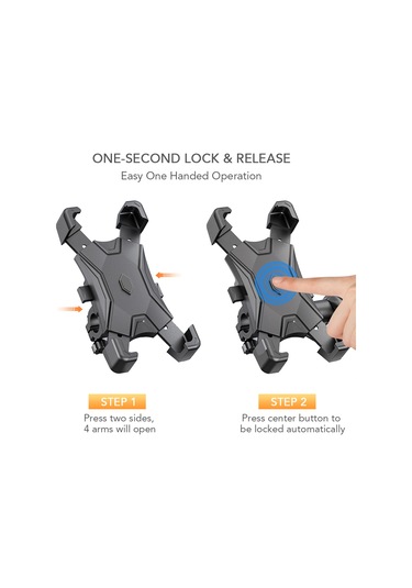 Shineyee Bisiklet Telefon Tutucu, Direksiyon Tipi, Abs Malzeme, 6.5 İnç'e Kadar Telefonlar İçin, Siyah Renk Siyah