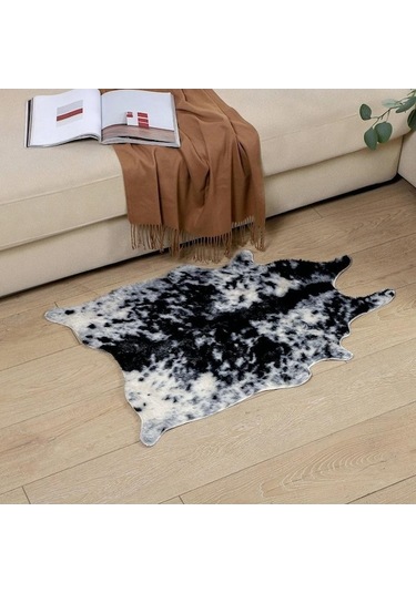 Yingfu Oturma Odası İçin Büyük Boy İnek Baskılı Dana Derisi Suni Deri Kaymaz Antiskid Halı