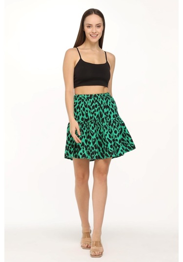Nurören Viskon Kumaş Şort Etek Yeşil