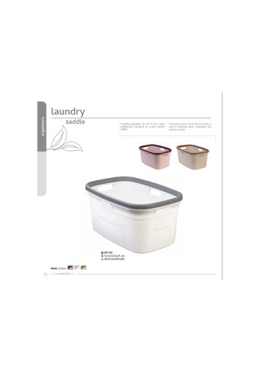 Motek MT-02 4 Taraflı Tutulabilen Çamaşır Sepeti Selesi Beyaz Gri Beyaz - Gri