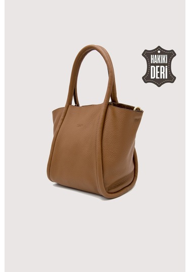 Hakiki Deri Kadın Organizerlı El Çantası Taba Smr9206 Taba
