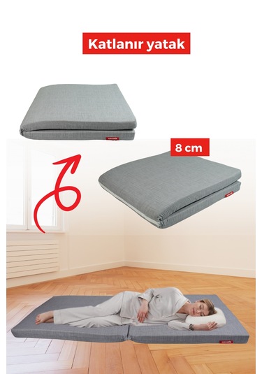 Xpermate Katlanır Yatak Yer Yatag I 80x180x8 Gri 2yktlnr