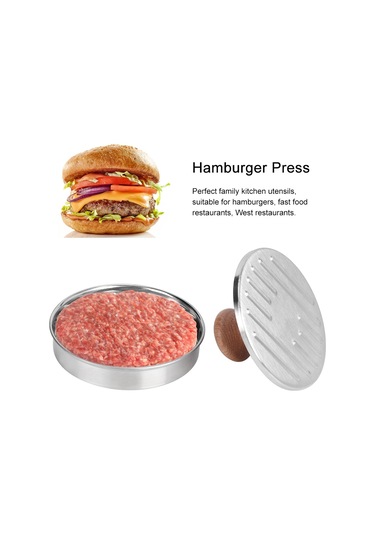 Konesam 304 Paslanmaz Çelik Hamburger Presi - Anti Yapışkan, Ergonomik Kolu İle Tam Dışar Hamburger Pişirme Aleti Diğer