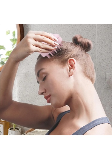 Hangfox Silikon Saç Derisi Masaj Ve Temizleme Fırçası - Şampuan Dolabilen Basma İle Sıvı Veren Saç Bakımı Aleti