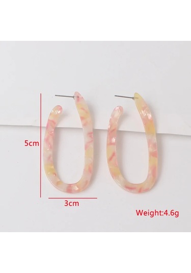 Guangtuo Akrilik Kadın Dangle Küpe - Hollow Geometrik Desenli Leopar Şerit Kolye Kırmızı