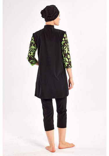 Uv Korumalı Spor Likra Truvakar Kol Yarı Kapalı Tesettür Mayo 1602 Siyah15 Siyah15