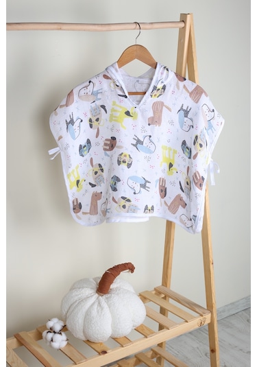 Luckka %100 Pamuk Bebek Çocuk Müslin Panço - Ztpanço 001