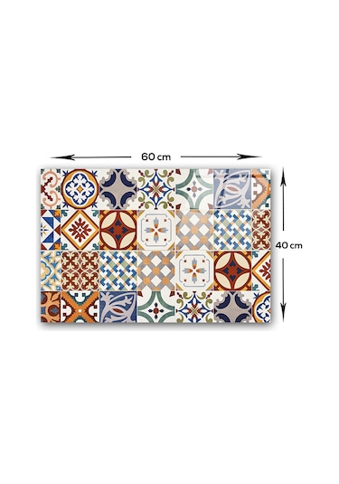 Decorita Çini Desen | Cam Ocak Arkası Koruyucu | 40cm x 60cm