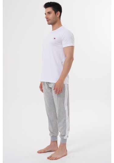 Mecit 4000 Beyaz Gri Erkek Büyük Beden Pijama Takımı Gri