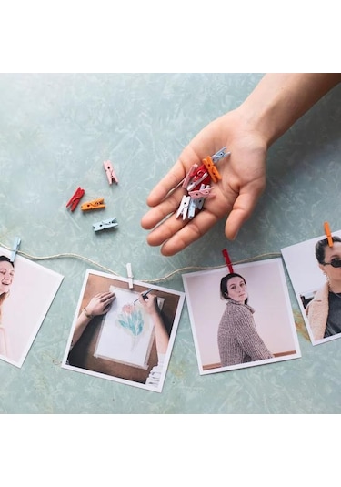 Puti Büyük Renkli Ahşap Mandal 12 Li